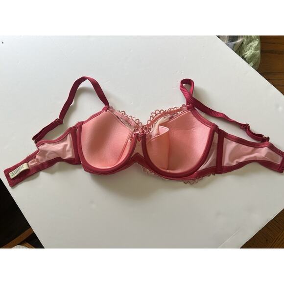 Soma Red And Pink Lace Underwire Flirtation Balconet Bra 34DD - Picture 4 of 8